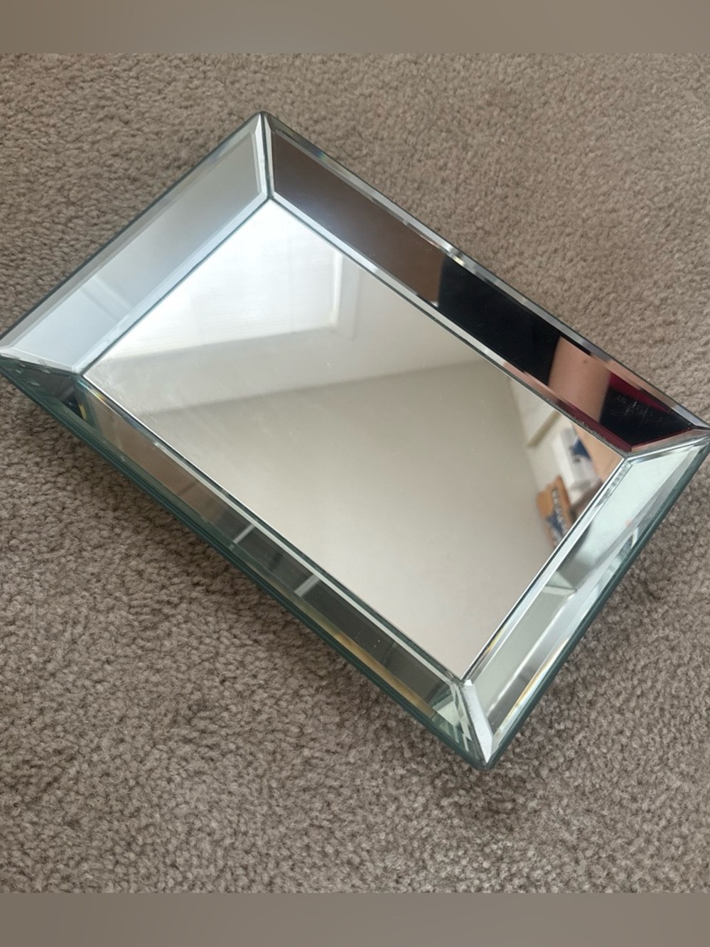 Glass Mirrored Vanity Tray - Silver Finish